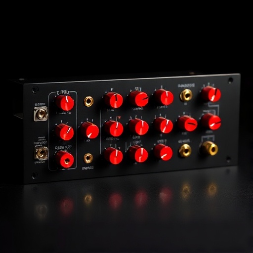 Voltmoor VX module front panel with knobs and patch jacks