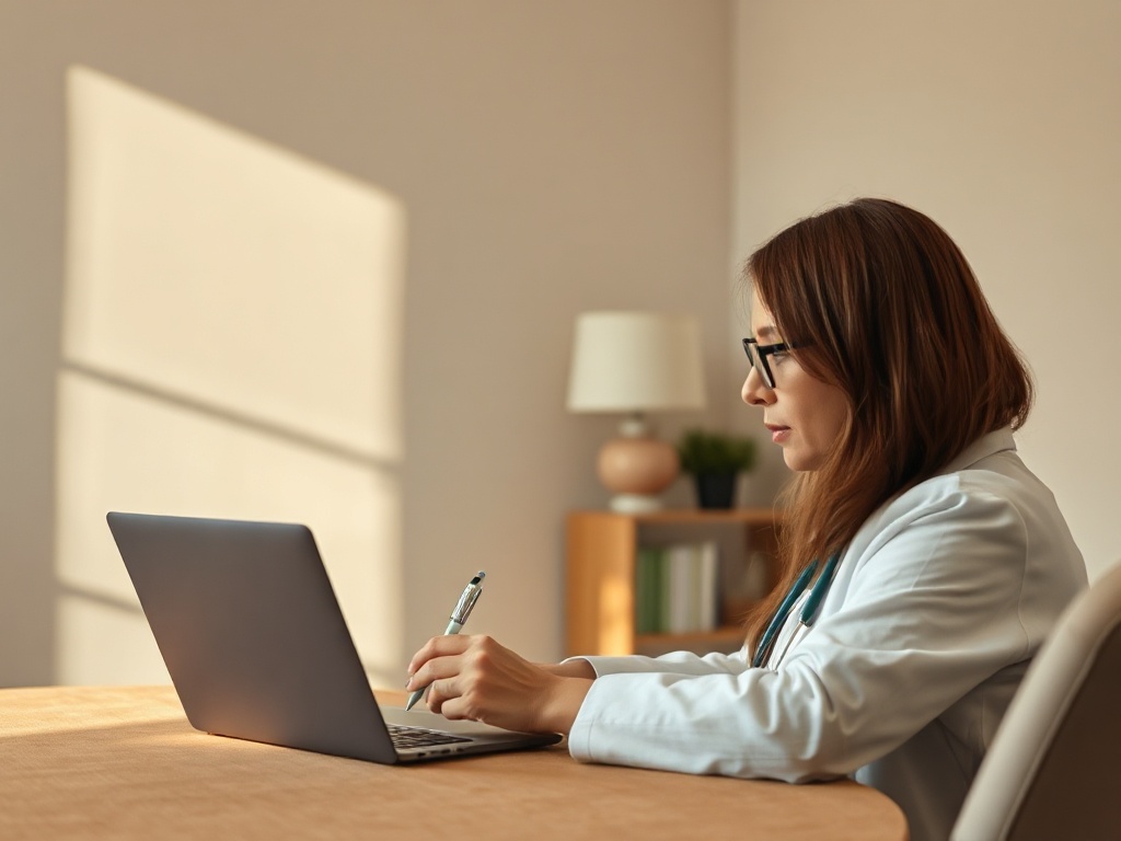 A menopause-trained doctor speaking with a patient over a video consultation