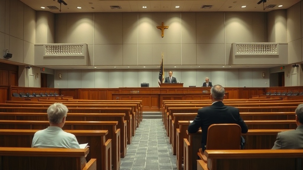 The empty public gallery and press bench of a city council chamber