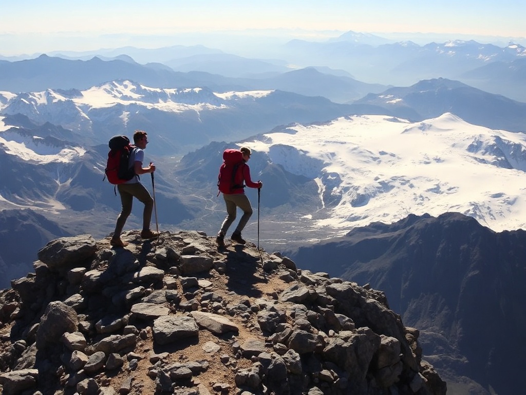 Walkers crossing a high alpine traverse in single file