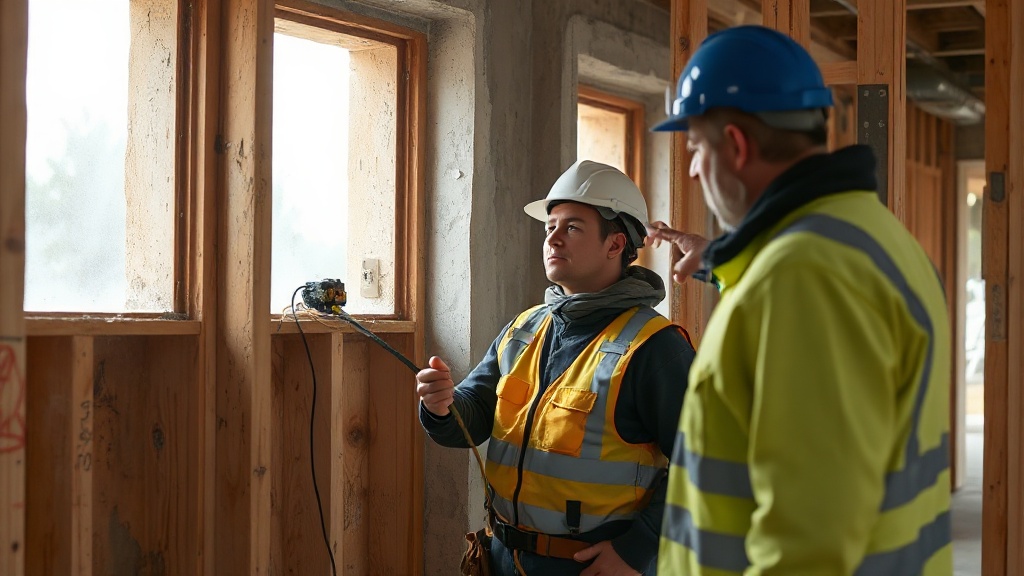 Apprentice electrician working on a live construction site