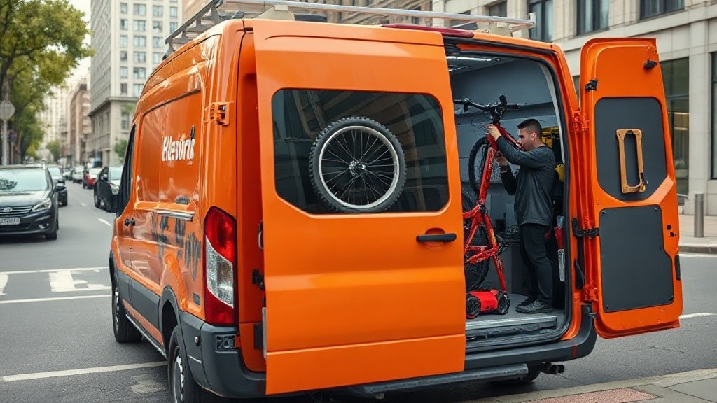 The Spoke & Van mobile workshop with its rear doors open