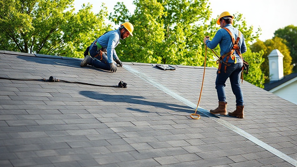 A Ridgeline crew working on a residential asphalt roof