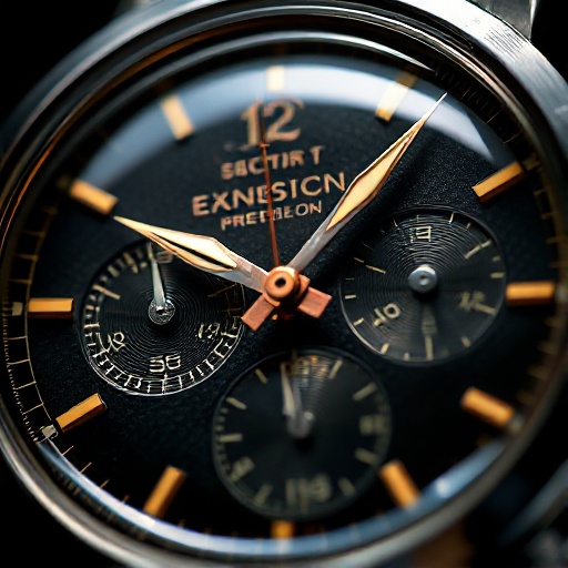 Macro photograph of a vintage watch dial and case