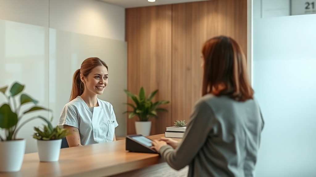 Clinic reception desk with the phone ringing