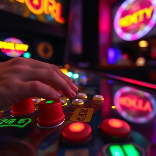 Hands on the flipper buttons of a pinball table