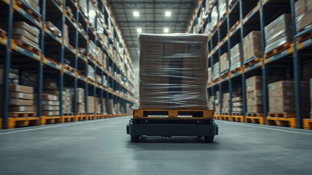 Autonomous pallet mover in a racking aisle