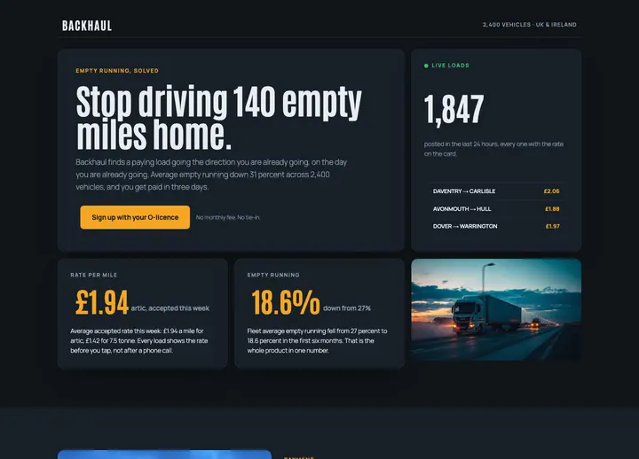Top of the Backhaul landing page
