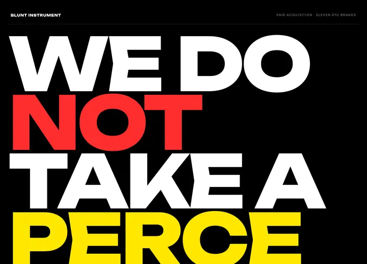 Top of the Blunt Instrument landing page