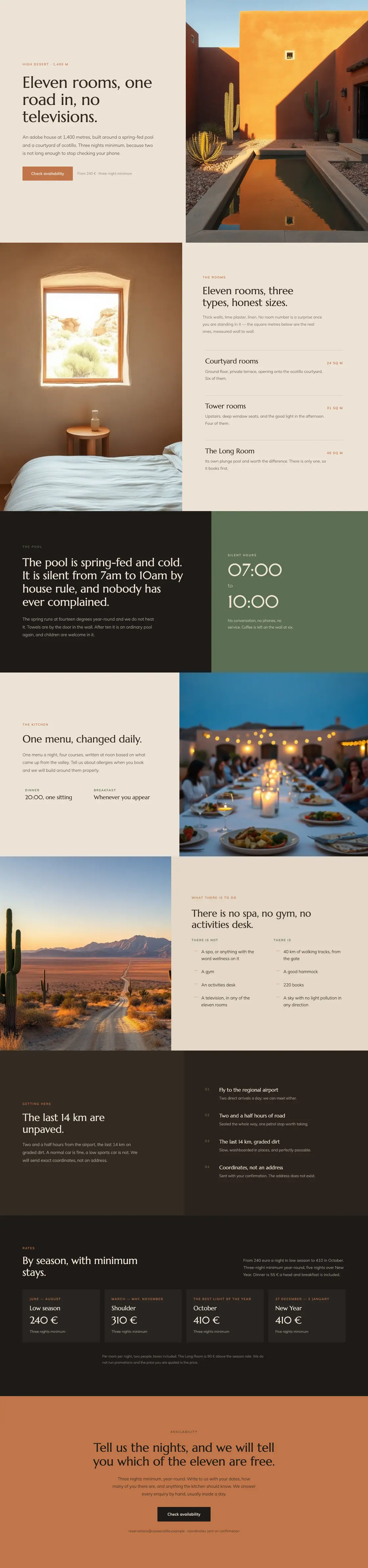 Full-page desktop capture of the Casa Ocotillo landing page