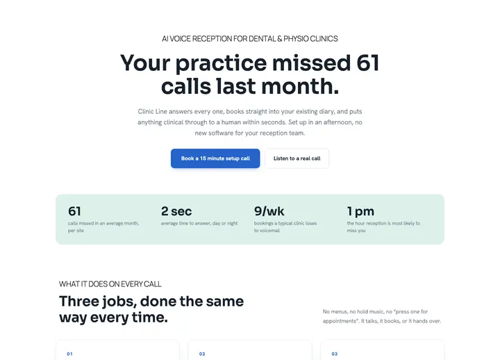 Top of the Clinic Line landing page