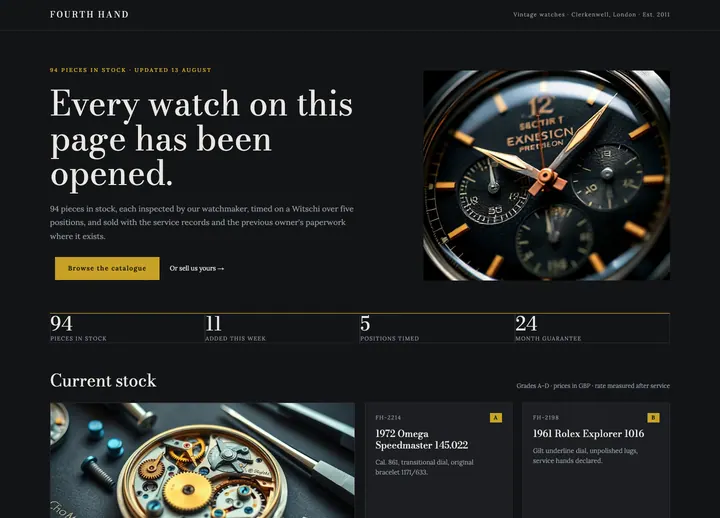 Top of the Fourth Hand landing page