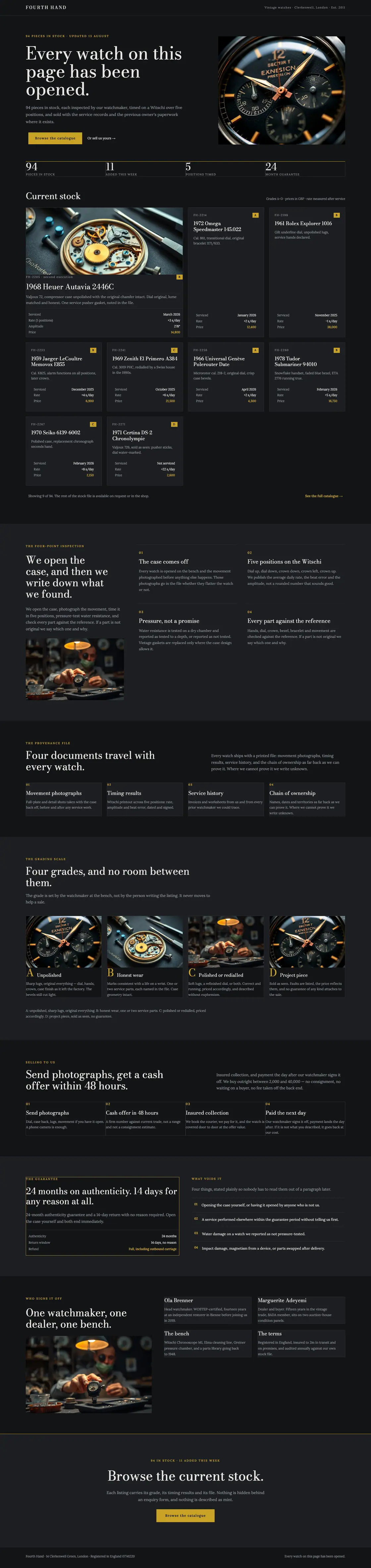 Full-page desktop capture of the Fourth Hand landing page