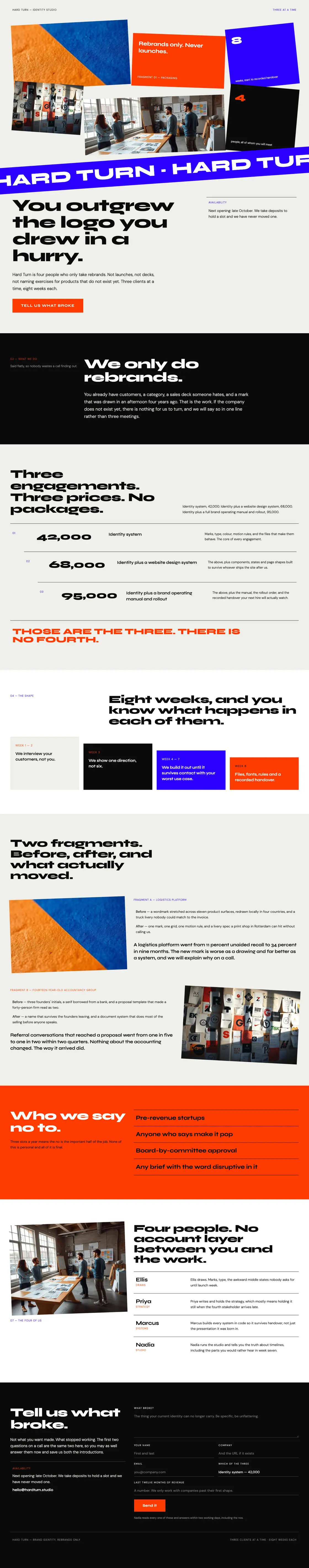 Full-page desktop capture of the Hard Turn landing page