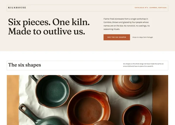 Top of the Kilnhouse landing page