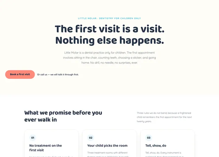 Top of the Little Molar landing page