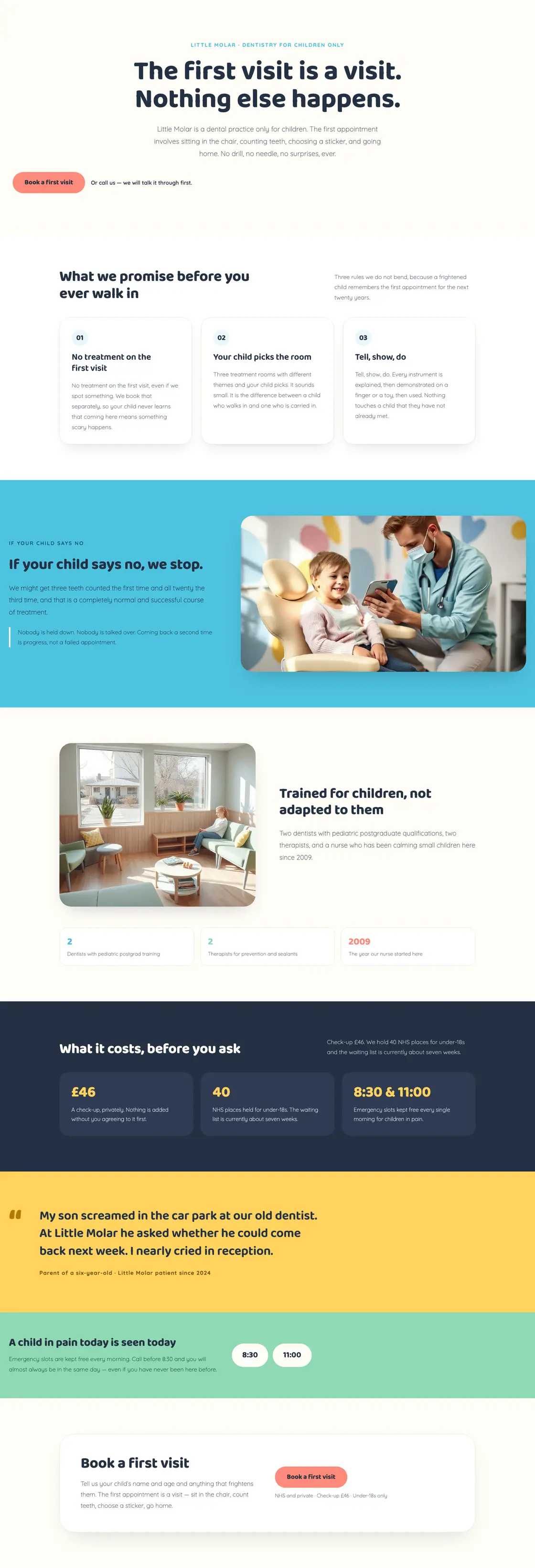 Full-page desktop capture of the Little Molar landing page