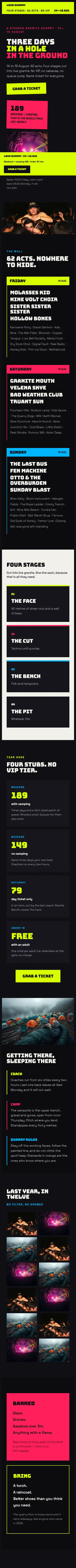 Full-page mobile capture of the Loud Quarry landing page