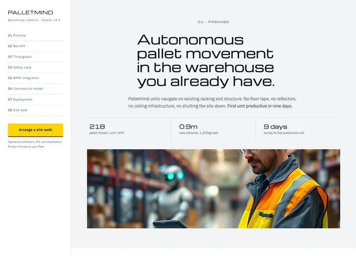 Top of the Palletmind landing page