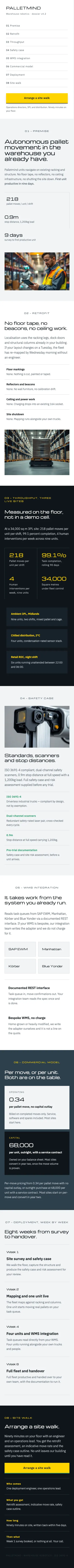 Full-page mobile capture of the Palletmind landing page