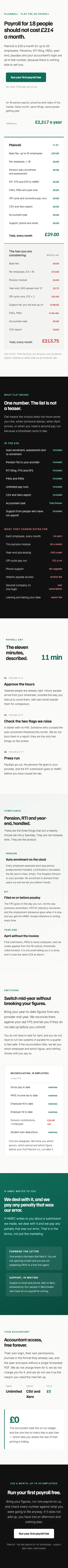 Full-page mobile capture of the Plainroll landing page