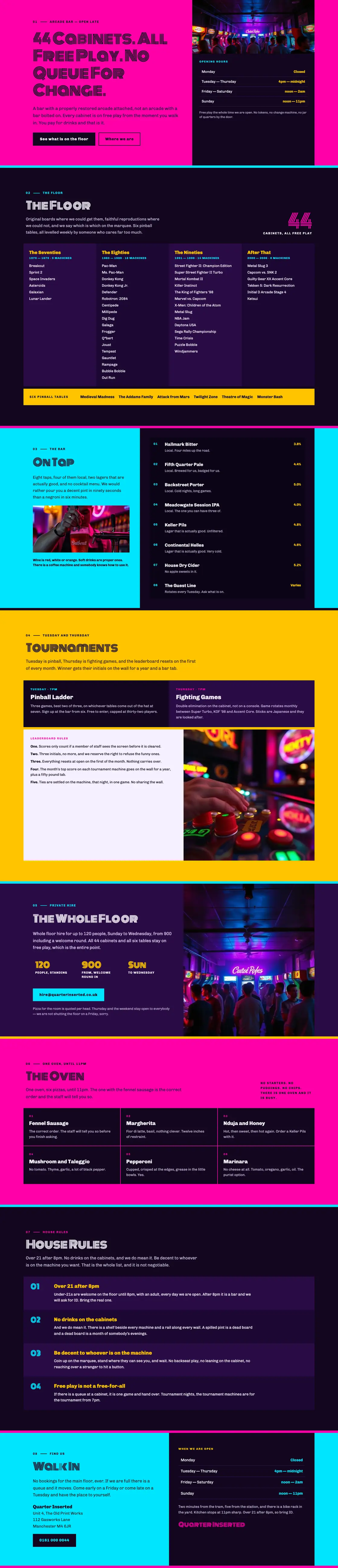 Full-page desktop capture of the Quarter Inserted landing page