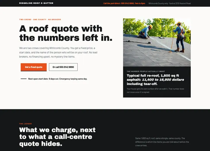 Top of the Ridgeline Roof & Gutter landing page