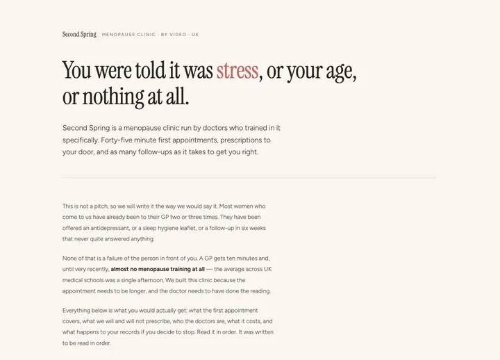 Top of the Kindling Health landing page