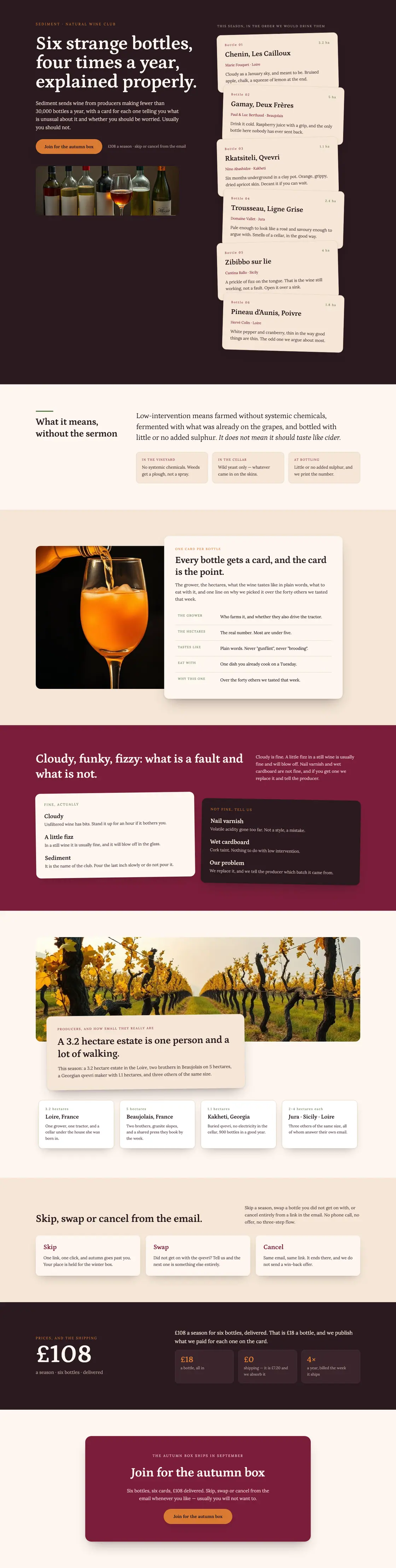 Full-page desktop capture of the Sediment landing page