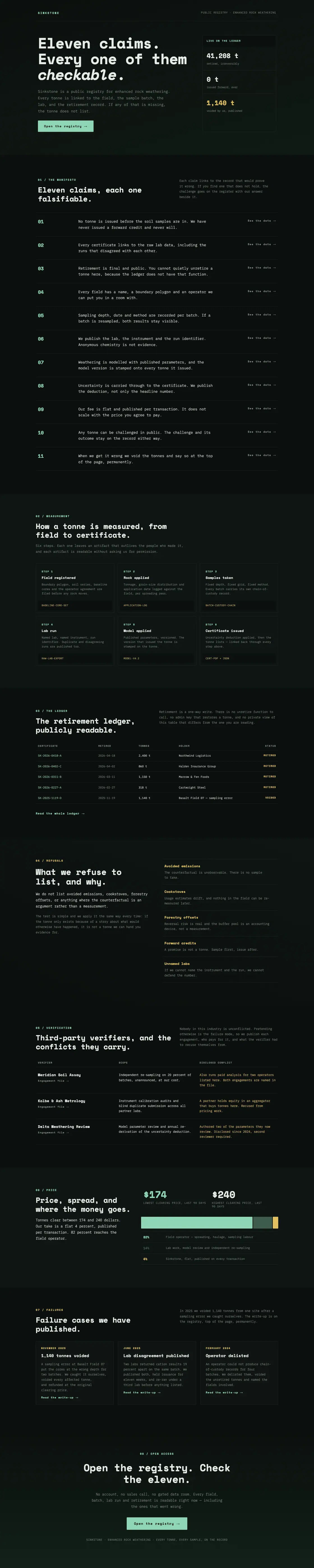 Full-page desktop capture of the Sinkstone landing page