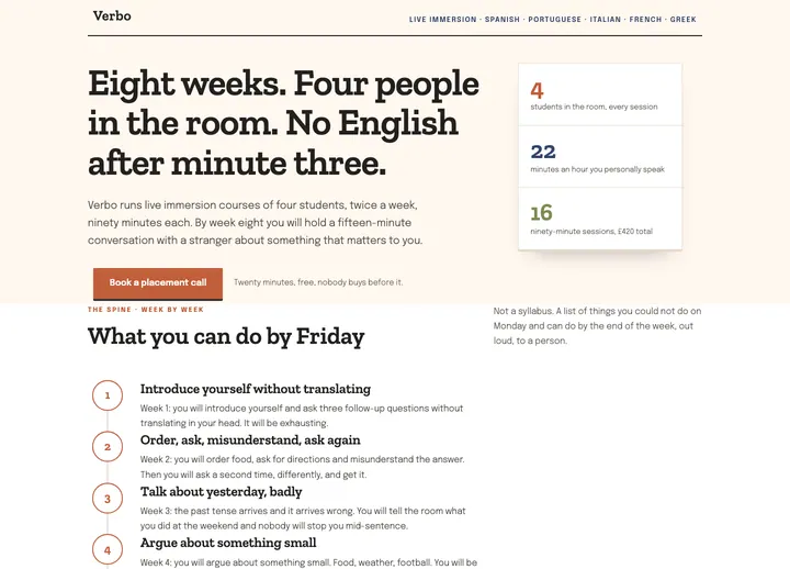 Top of the Verbo landing page