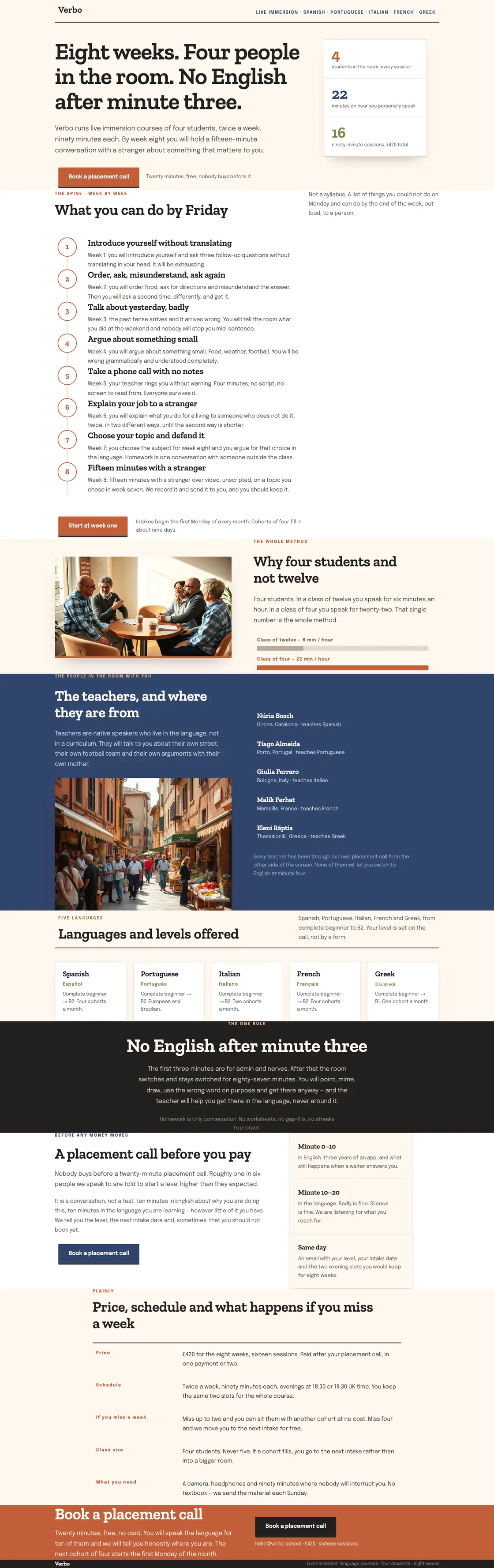 Full-page desktop capture of the Verbo landing page