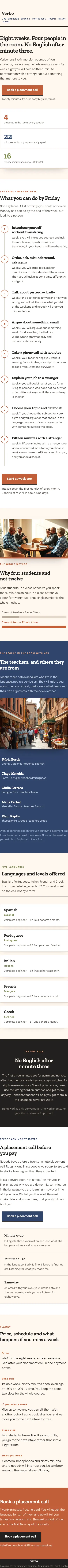 Full-page mobile capture of the Verbo landing page