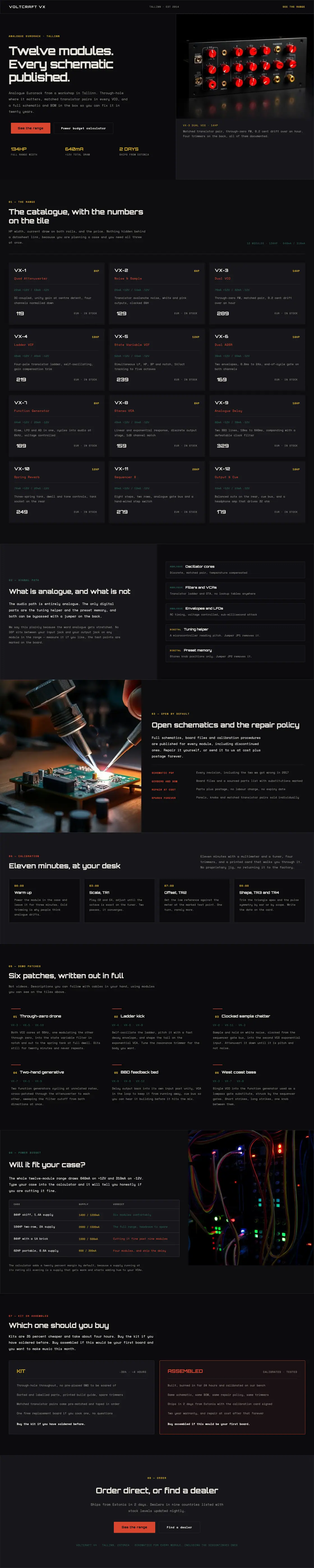 Full-page desktop capture of the Voltmoor VX landing page